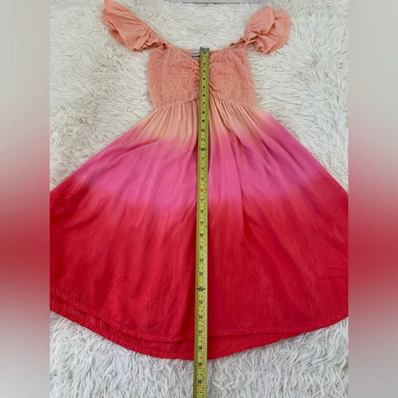 Tiare Hawaii Hollie Mini Dress smocked bodice Ruffle sleeves on/off shoulder S/M - Picture 8 of 16